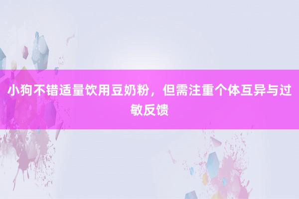 小狗不错适量饮用豆奶粉，但需注重个体互异与过敏反馈