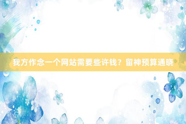 我方作念一个网站需要些许钱？留神预算通晓